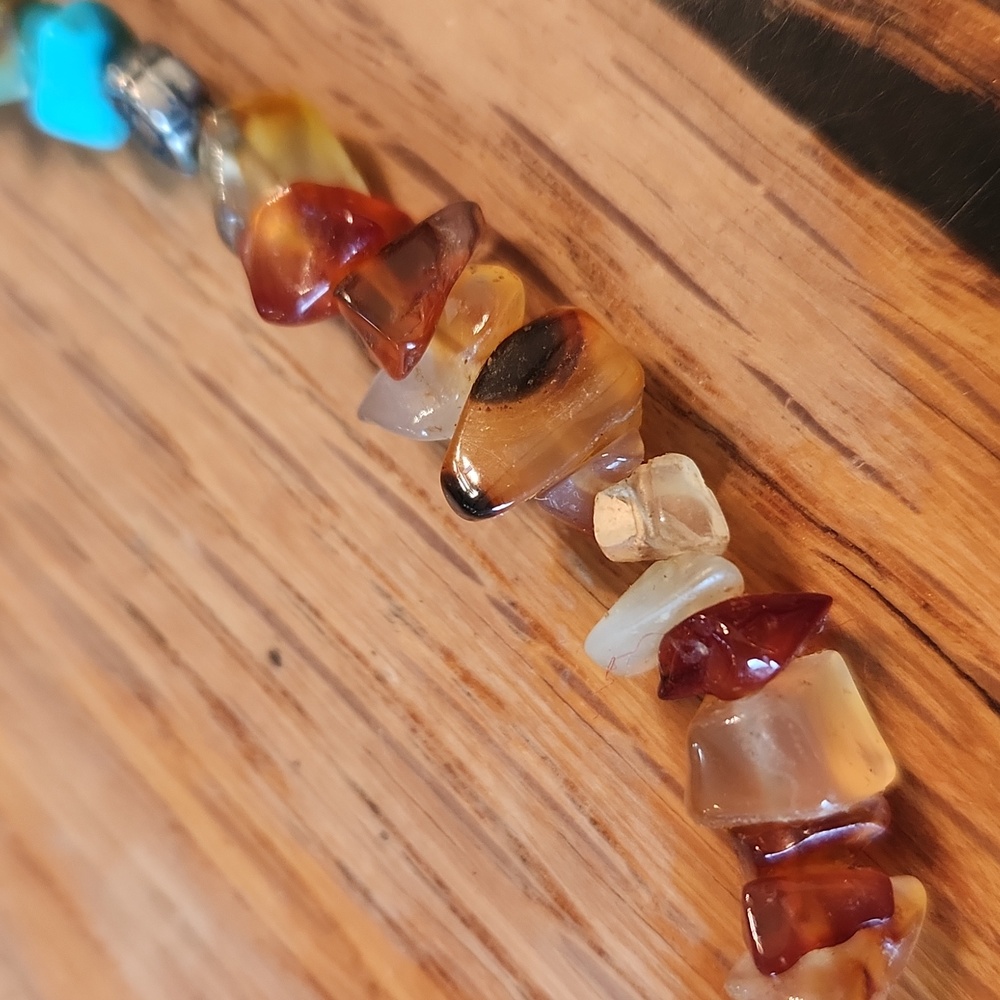 Native American Turquoise Tiger Eye Amber Necklace 17.5" - Picture 2 of 15
